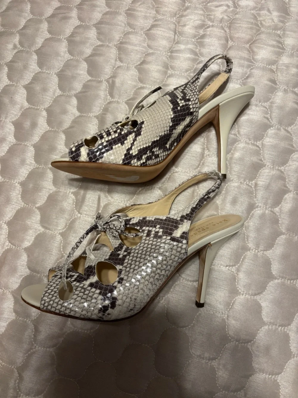 Kate Spade Snakeskin Lace-Up Slingback Heels 8.5 Made in Italy $330 NEW - Picture 1 of 11